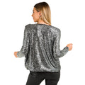 Silver - Back - Krisp Womens-Ladies Sequin Long-Sleeved Jacket