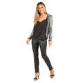 Silver - Side - Krisp Womens-Ladies Sequin Long-Sleeved Jacket