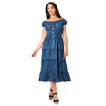 Blue - Lifestyle - Krisp Womens-Ladies Plain Denim Capped Sleeved Maxi Dress
