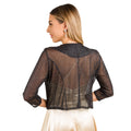 Multicoloured-Black - Back - Krisp Womens-Ladies Glitter Mesh Long-Sleeved Shrug