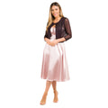 Pink-Black - Side - Krisp Womens-Ladies Glitter Mesh Long-Sleeved Shrug