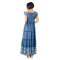 Blue - Back - Krisp Womens-Ladies Floral Denim Maxi Dress