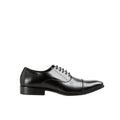 Black - Front - Krisp Mens Leather Oxford Shoes