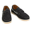 Black - Front - Krisp Mens Contrast Leather Boat Shoes