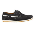 Black - Back - Krisp Mens Contrast Leather Boat Shoes