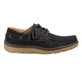 Black - Back - Krisp Mens Plain Leather Boat Shoes