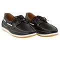 Black - Front - Krisp Mens Contrast Leather Boat Shoes