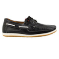 Black - Back - Krisp Mens Contrast Leather Boat Shoes