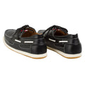 Black - Side - Krisp Mens Contrast Leather Boat Shoes