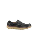 Black - Front - Krisp Mens Leather Boat Shoes