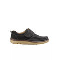 Black - Side - Krisp Mens Leather Wide Boat Shoes