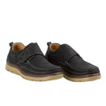 Black - Front - Krisp Mens Leather Wide Boat Shoes