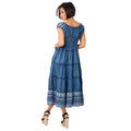 Blue - Back - Krisp Womens-Ladies Floral Denim Capped Sleeved Midi Dress