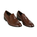 Brown - Front - Krisp Mens Classic Leather Loafers