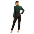 Dark Green-Black - Back - Krisp Womens-Ladies Contrast Lurex Wrap Jumpsuit