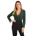Dark Green-Black - Side - Krisp Womens-Ladies Contrast Lurex Wrap Jumpsuit