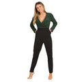 Dark Green-Black - Front - Krisp Womens-Ladies Contrast Lurex Wrap Jumpsuit