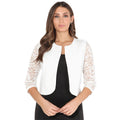 Cream - Front - Krisp Womens-Ladies Cropped Lace Evening Shrug