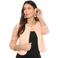 Pink - Front - Krisp Womens-Ladies Cropped Lace Evening Shrug