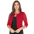 Red - Front - Krisp Womens-Ladies Cropped Lace Evening Shrug