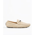 Beige - Front - Krisp Mens Metallic Leather Buckle Loafers