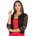 Black - Front - Krisp Womens-Ladies Lace Evening Shrug