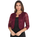 Wine - Front - Krisp Womens-Ladies Lace Evening Shrug