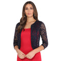 Navy - Front - Krisp Womens-Ladies Lace Evening Shrug