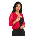 Red - Front - Krisp Womens-Ladies Lace Evening Shrug