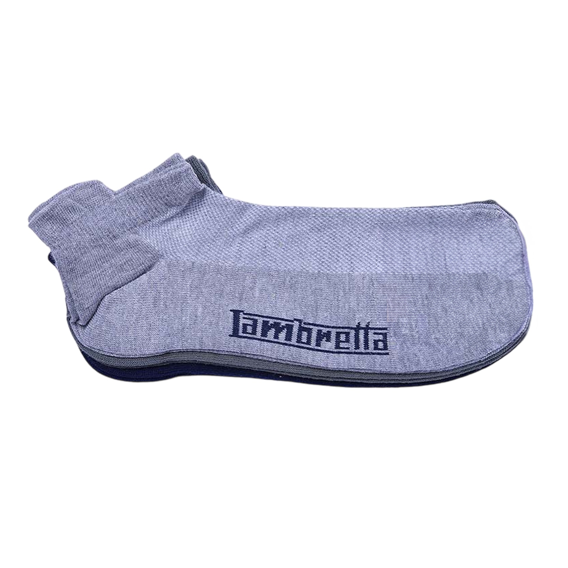 Navy-Khaki-Grey Marl - Side - Lambretta Mens Trainer Socks (Pack of 3)
