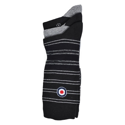 Black-Grey - Back - Lambretta Mens Target Socks (Pack of 3)
