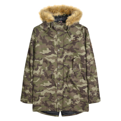 Khaki Green - Front - Lambretta Mens Camouflage Parka