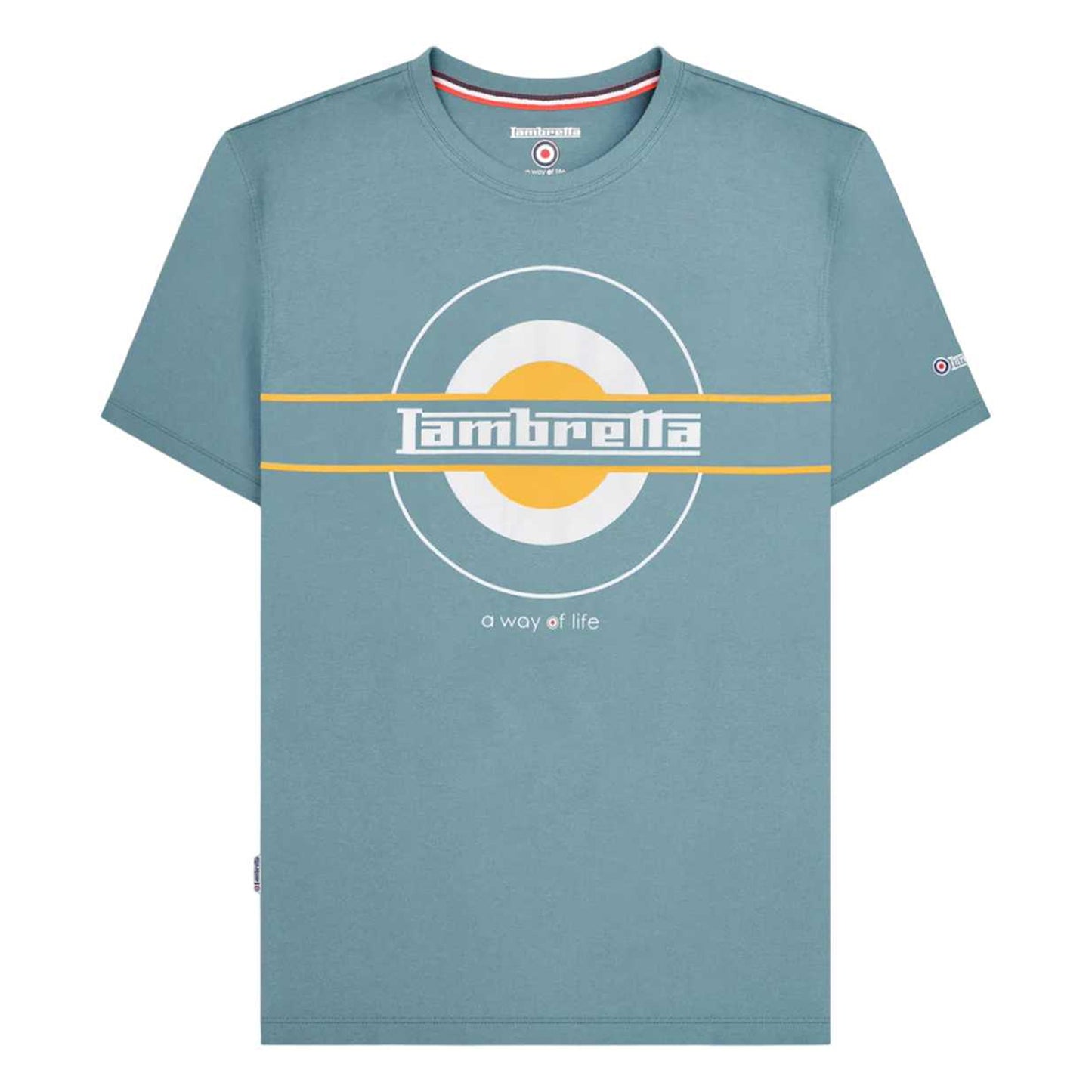 Smoke Blue - Front - Lambretta Mens Neo SS25 Target T-Shirt