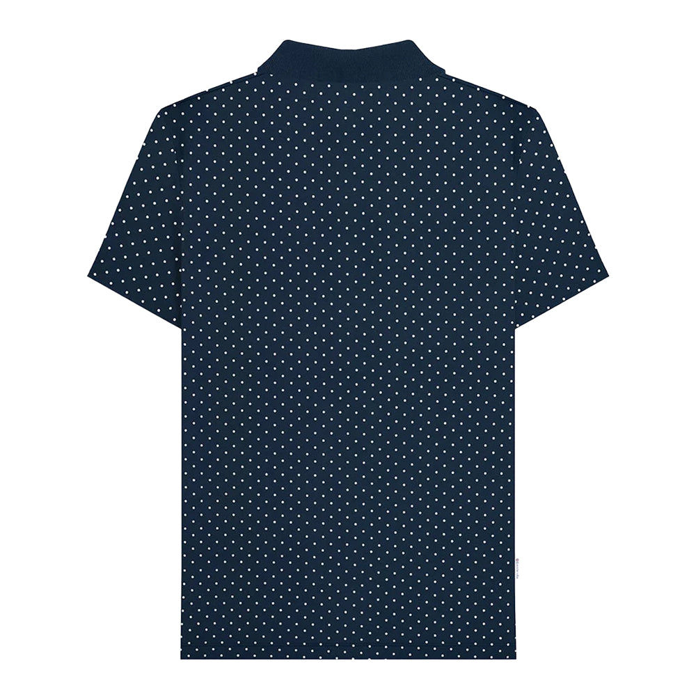 Navy - Back - Lambretta Mens SS24 Polka Dot Polo Shirt