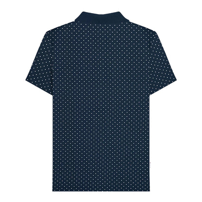 Navy - Back - Lambretta Mens SS24 Polka Dot Polo Shirt