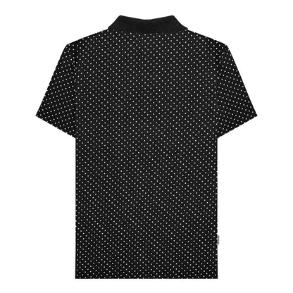 Black - Back - Lambretta Mens SS24 Polka Dot Polo Shirt