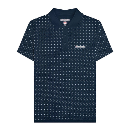 Navy - Front - Lambretta Mens SS24 Polka Dot Polo Shirt
