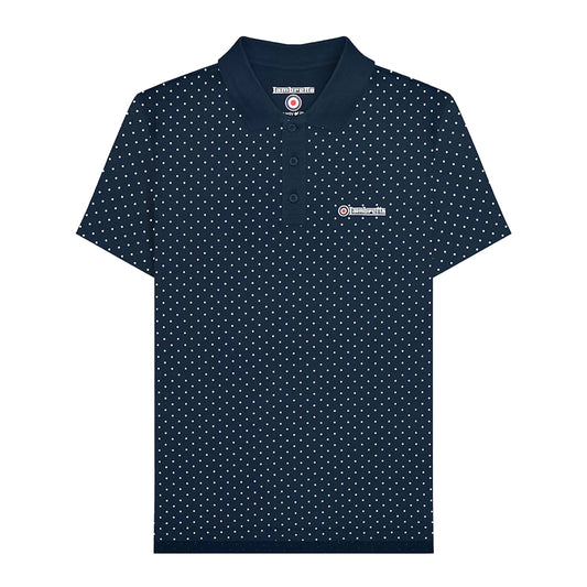 Navy - Front - Lambretta Mens SS24 Polka Dot Polo Shirt