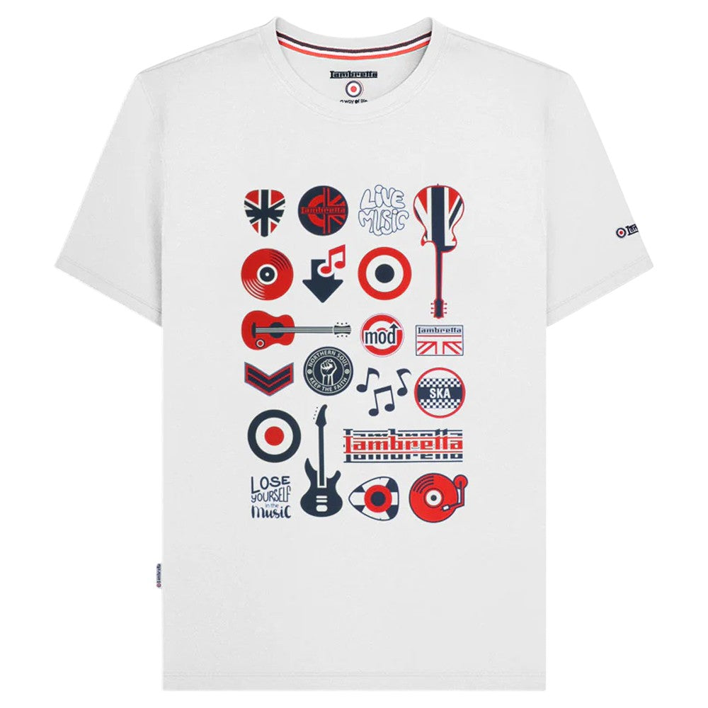 White - Front - Lambretta Mens Music Icons T-Shirt
