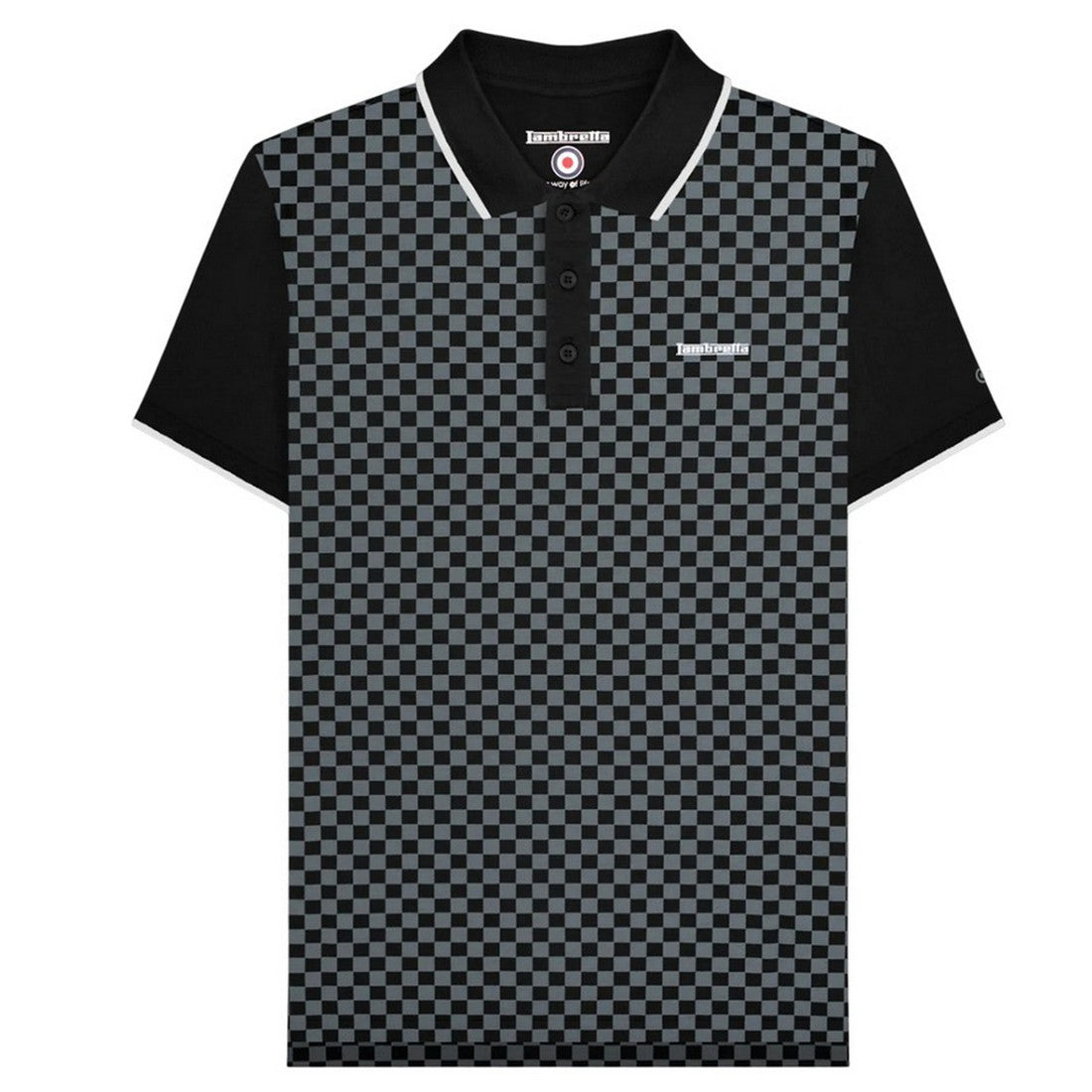 Black - Front - Lambretta Mens Two Tone Big & Tall Polo Shirt