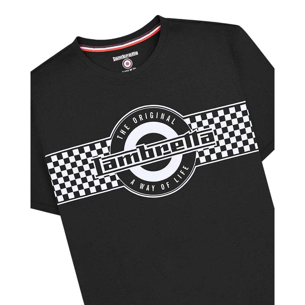 Black - Back - Lambretta Mens Two Tone Logo T-Shirt