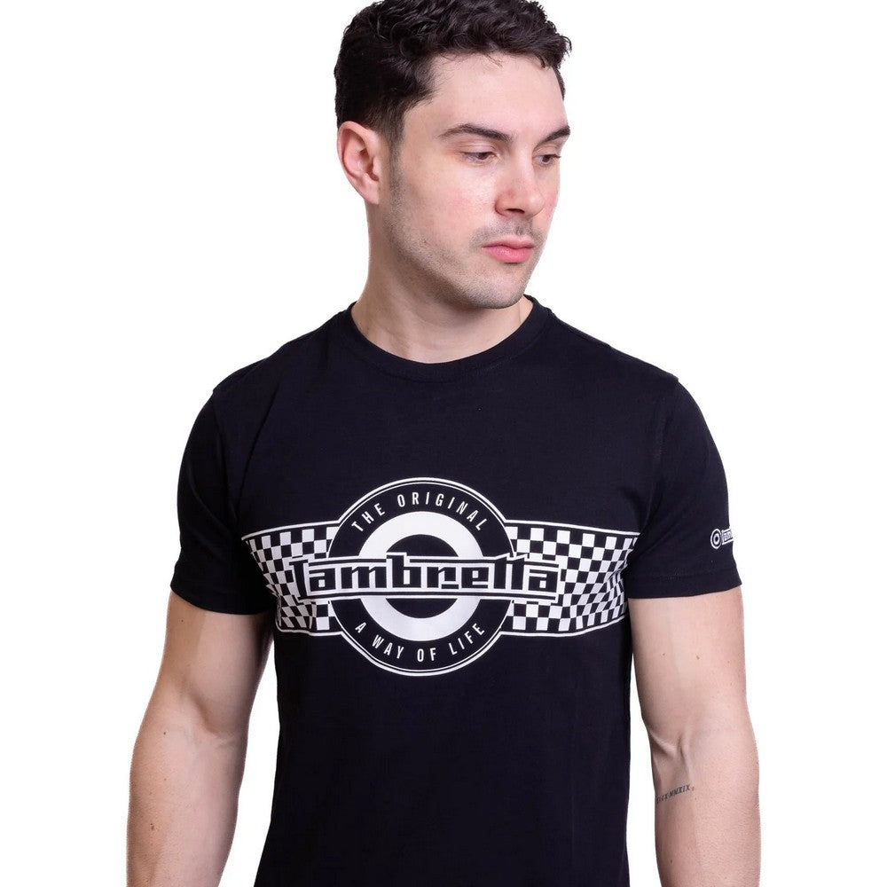 Black - Pack Shot - Lambretta Mens Two Tone Logo T-Shirt