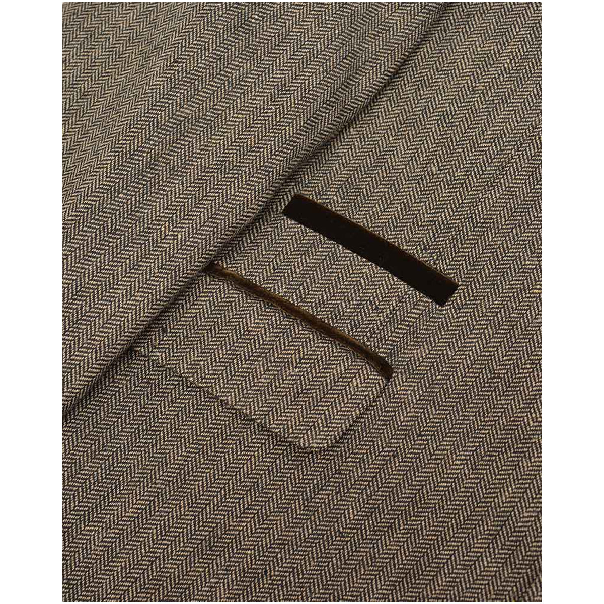 Brown - Lifestyle - Lambretta Mens Morgan Herringbone Single-Breasted Blazer