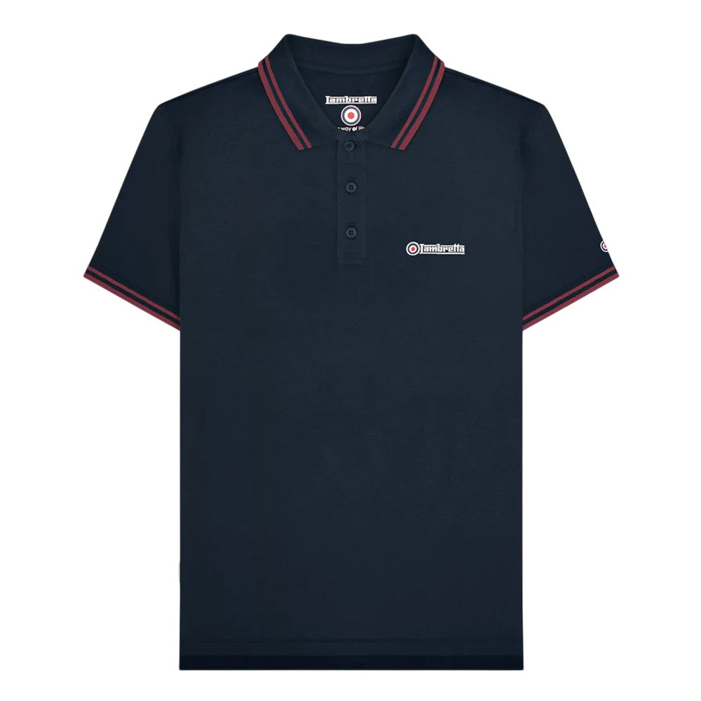 Dark Navy-Burgundy - Front - Lambretta Mens Twin Tip Big & Tall Polo Shirt