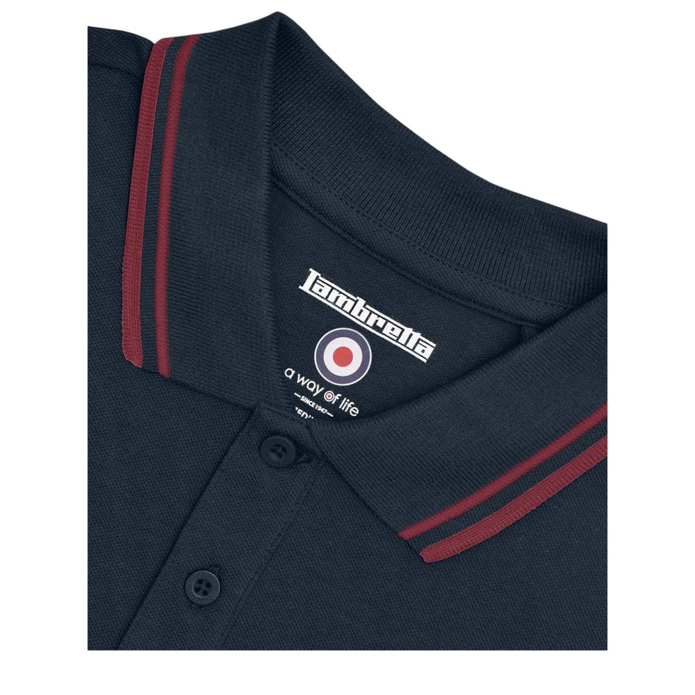 Dark Navy-Burgundy - Lifestyle - Lambretta Mens Twin Tip Big & Tall Polo Shirt