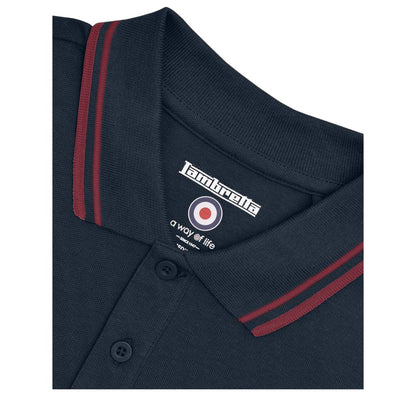 Dark Navy-Burgundy - Lifestyle - Lambretta Mens Twin Tip Big & Tall Polo Shirt