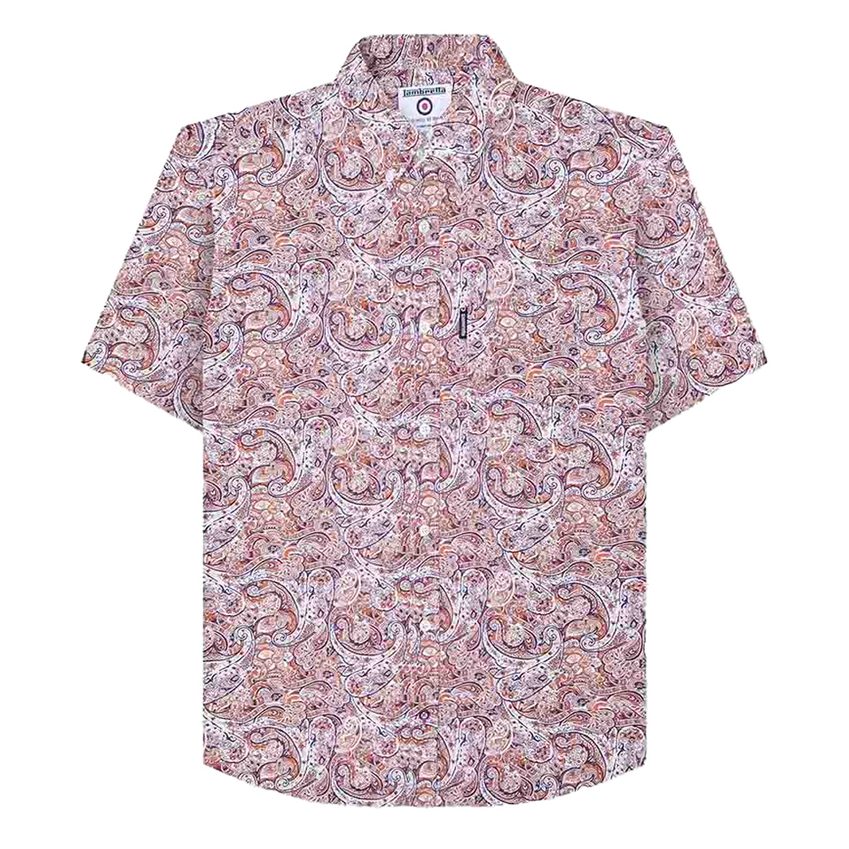 Rust-White - Front - Lambretta Mens Paisley Short-Sleeved Shirt