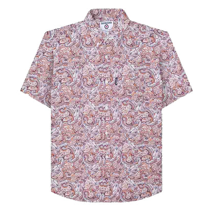 Rust-White - Front - Lambretta Mens Paisley Short-Sleeved Shirt