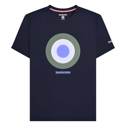Navy - Front - Lambretta Mens SS24 Target T-Shirt