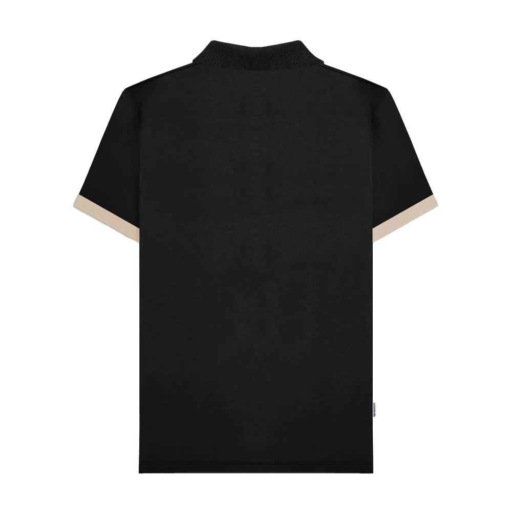 Black - Back - Lambretta Mens Vintage Panelled Polo Shirt
